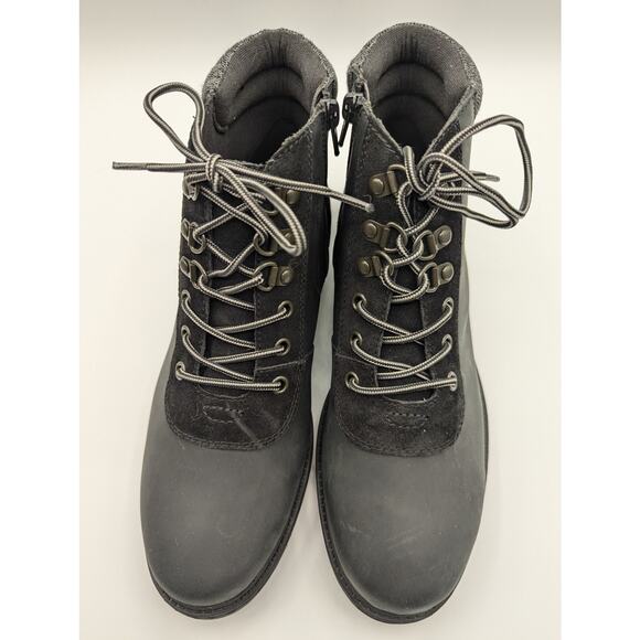 Clarks | Raisie Vita Boot Ankle Leather Zip Up & Tie | Sz 9.5 W - Picture 2 of 12